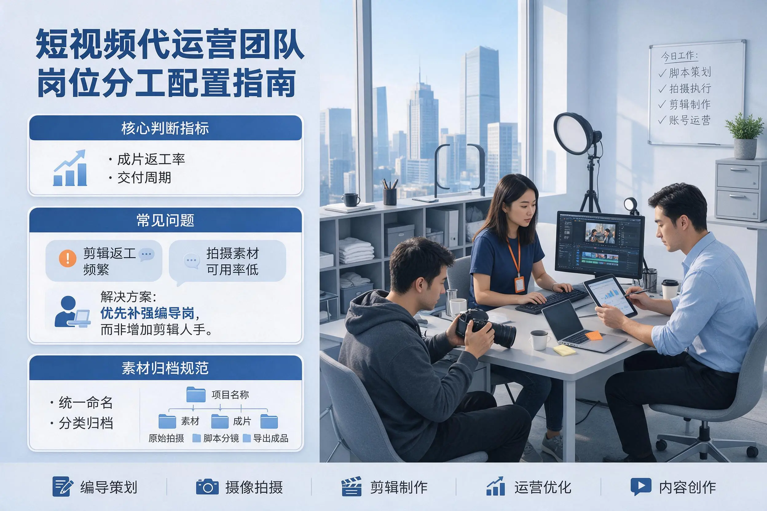 短视频代运营团队如何配置?濮阳企业岗位分工科普说明