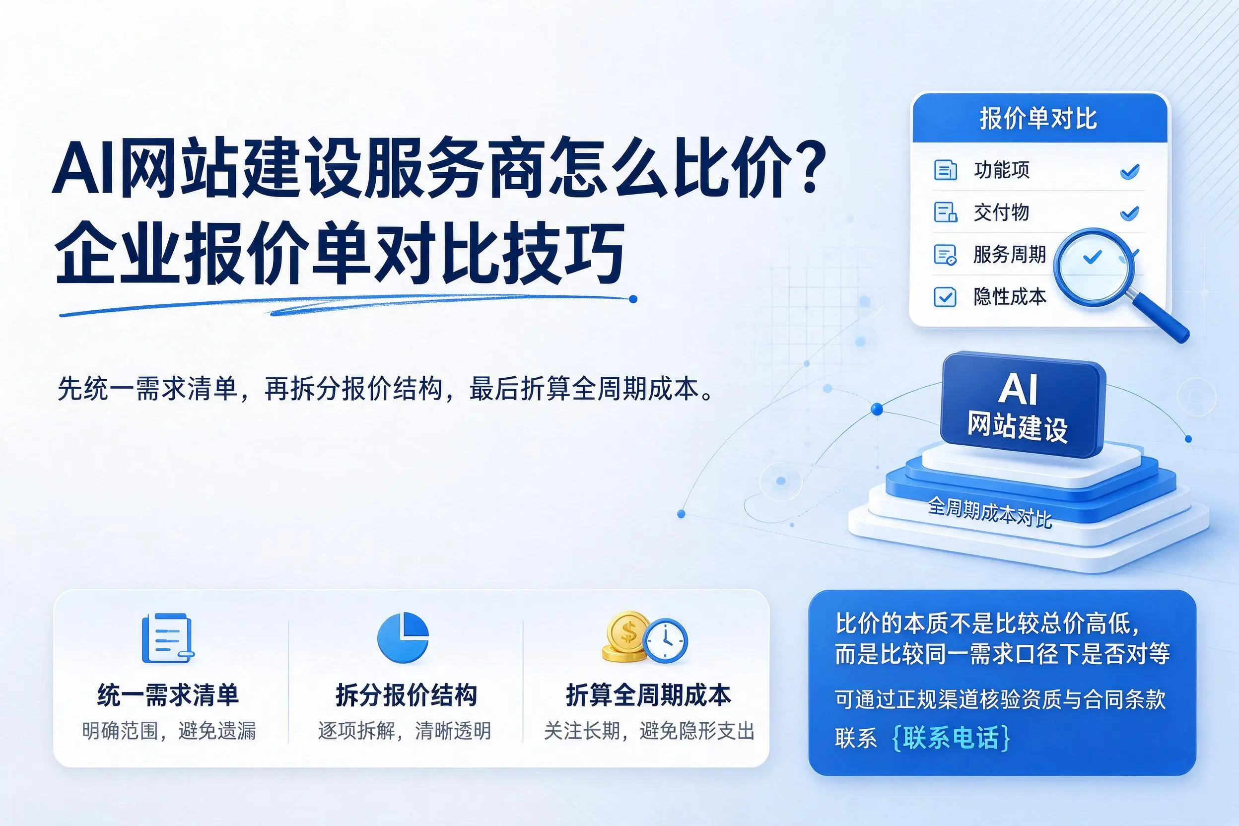 AI网站建设服务商怎么比价?濮阳企业报价单对比技巧