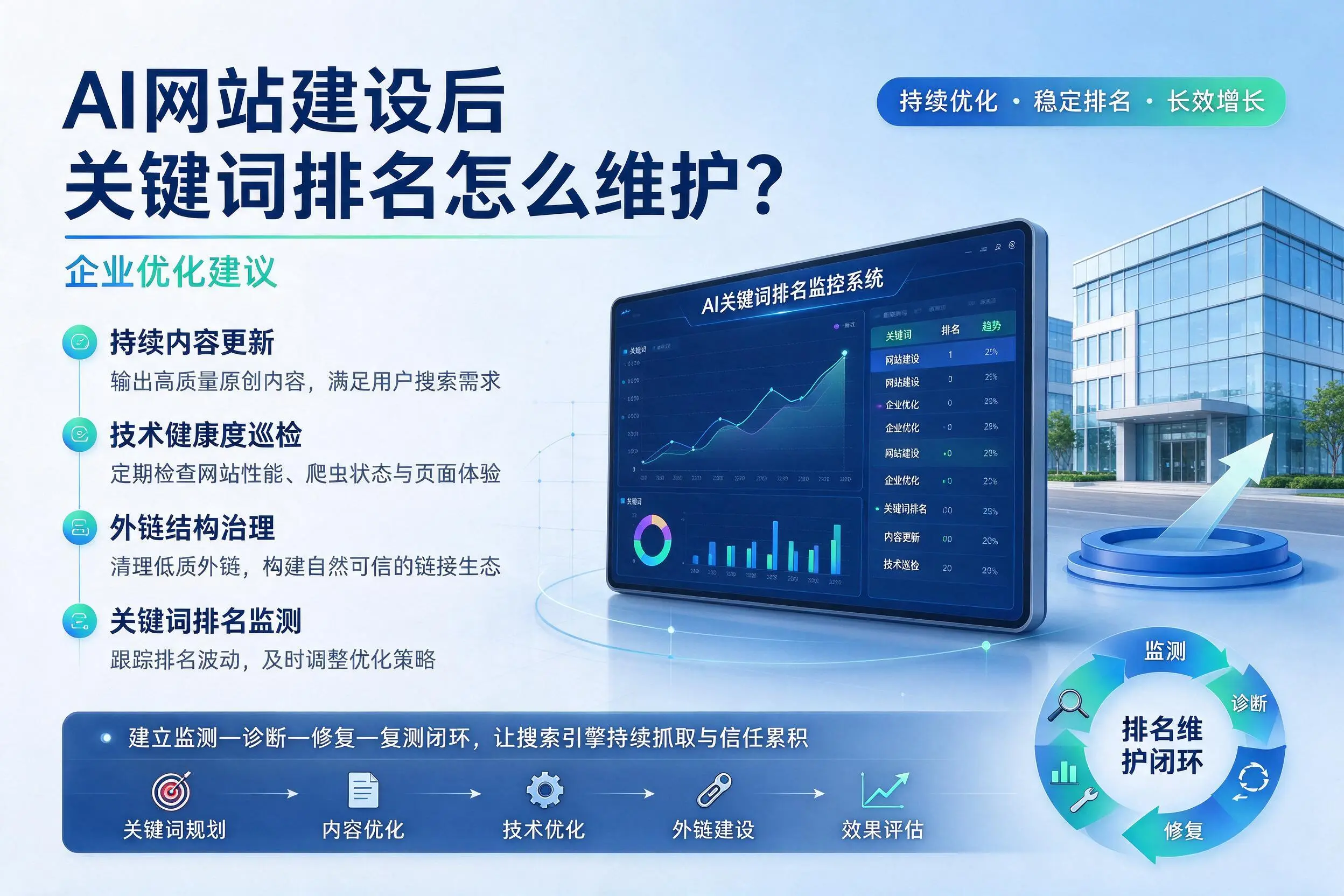 AI网站建设后关键词排名怎么维护？濮阳企业优化建议