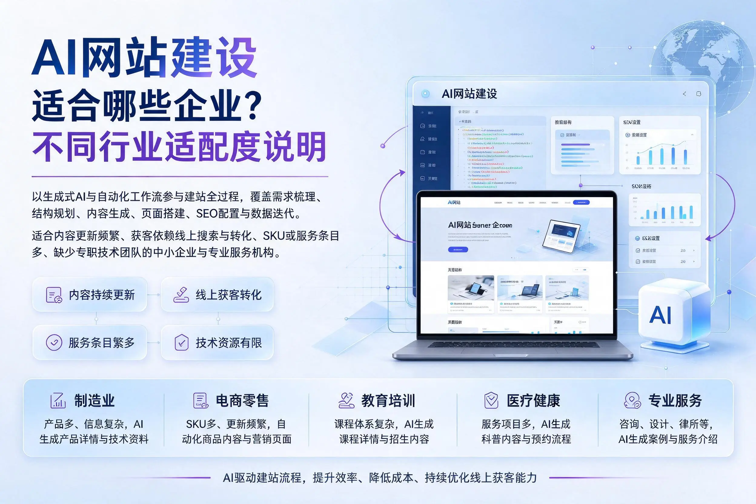AI网站建设适合哪些企业?濮阳不同行业适配度说明